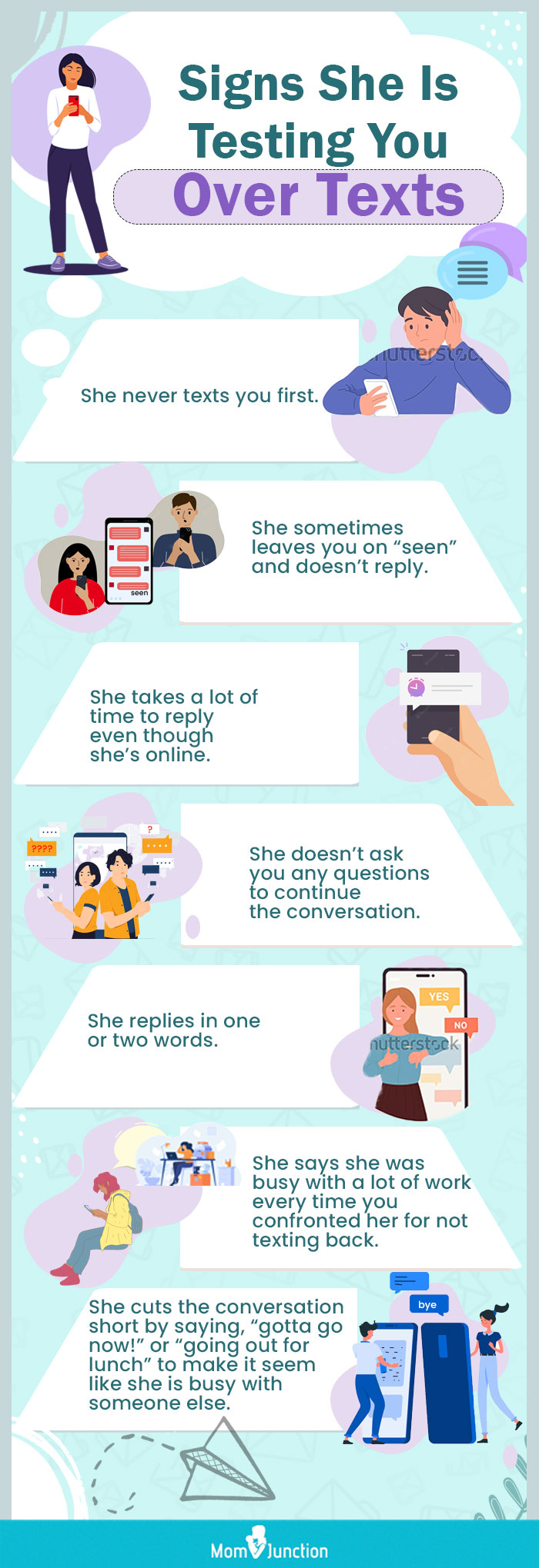 signs of a girl testing you through texting (infographic)