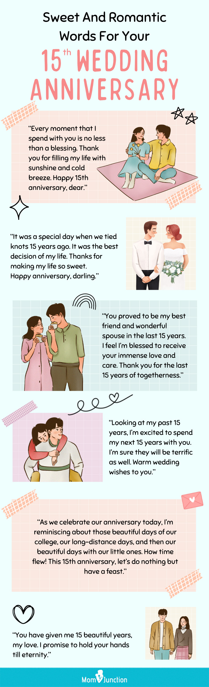 romantic words for your 15th wedding anniversary (infographic)