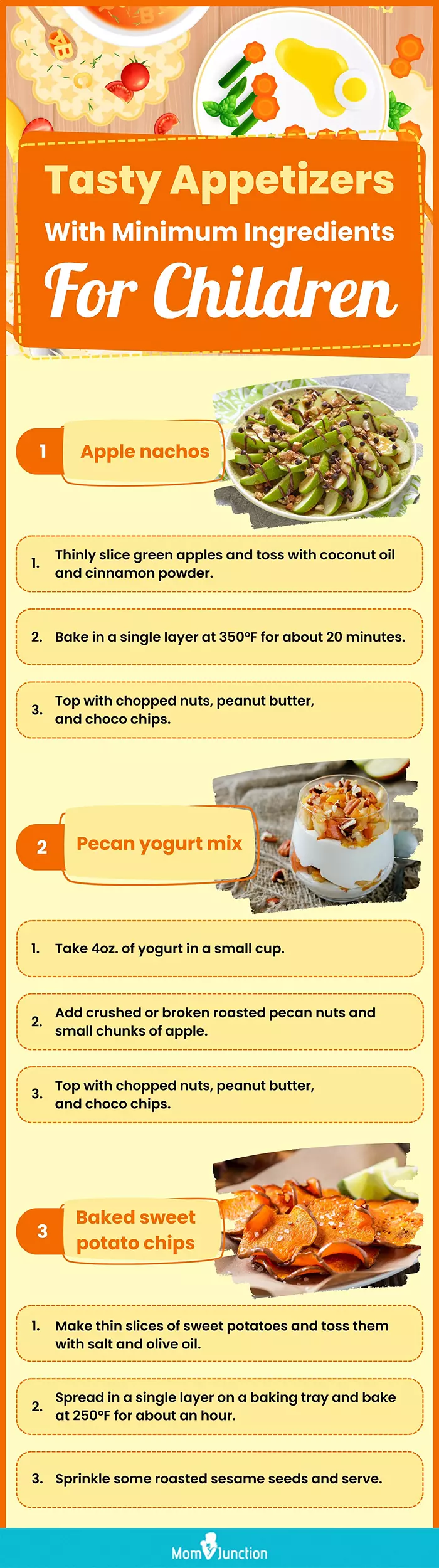 tasty appetizers with minimum ingredients for children (infographic)