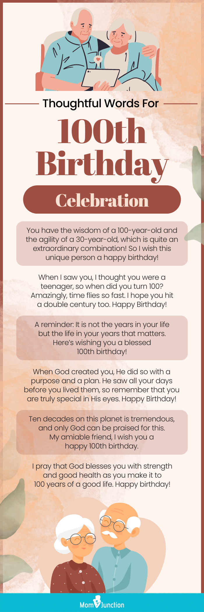 thoughtful words for 100th birthday celebration (infographic)