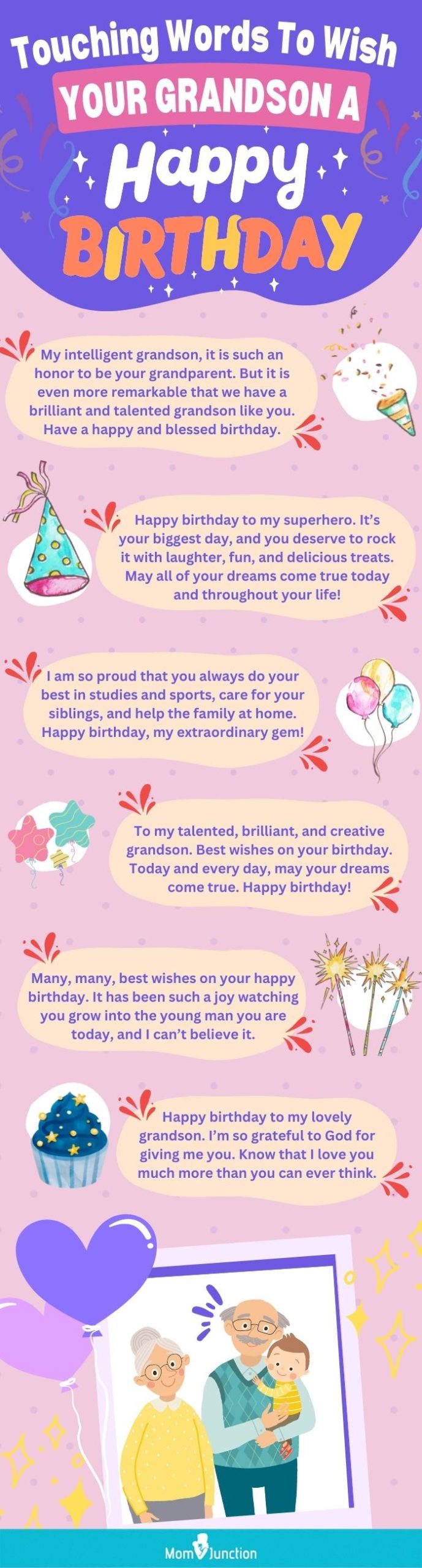 touching words to wish your grandson a happy birthday (infographic)