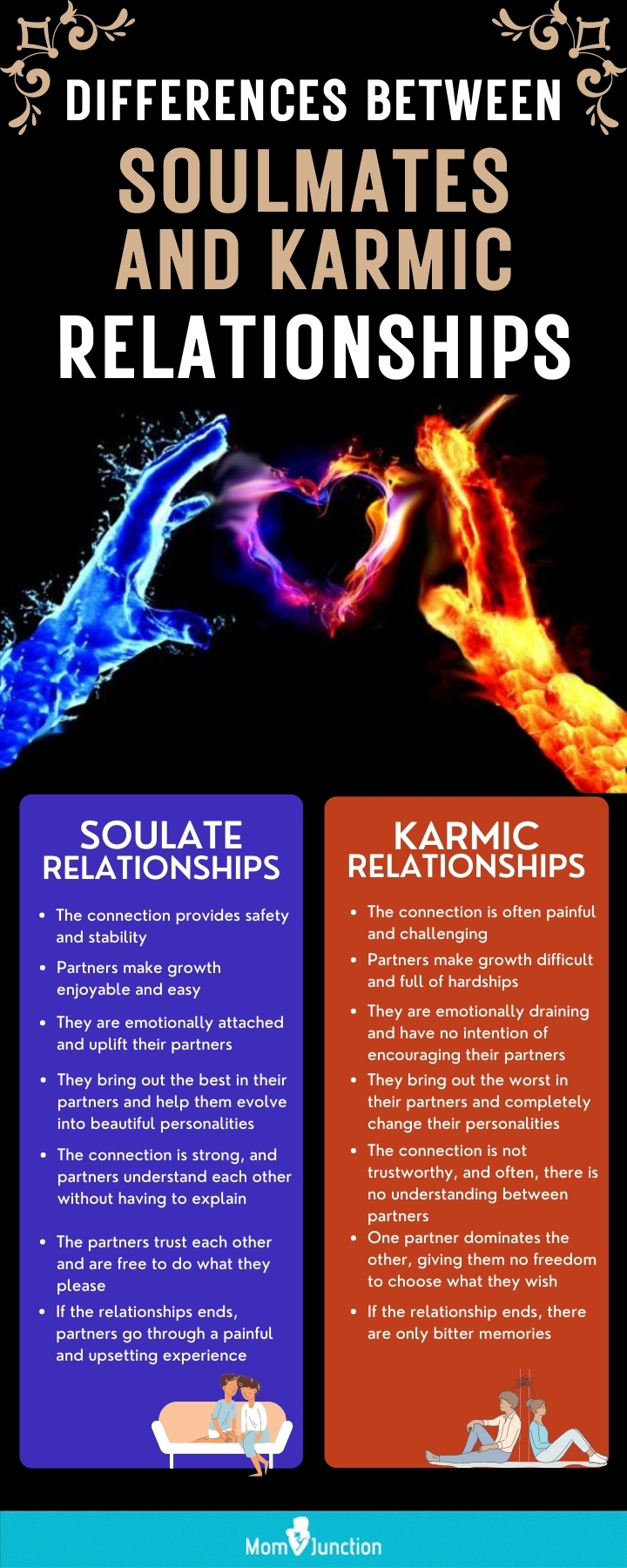 Differences between soulmates and karmic relationship [infographic]