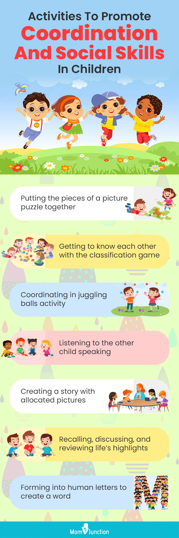 activities to promote coordination and social skills in children (infographic)