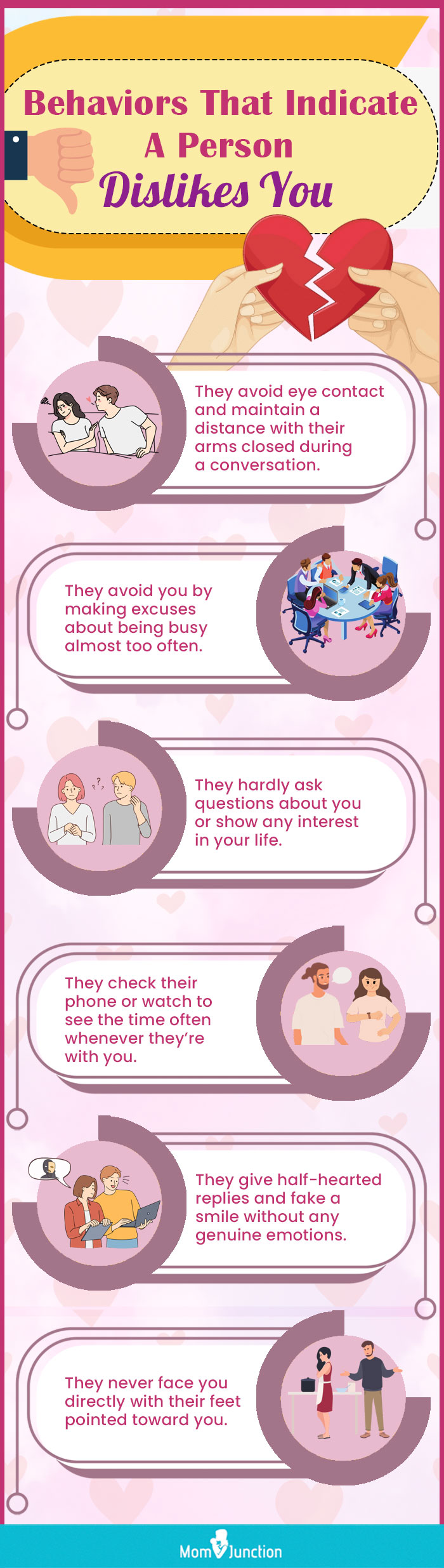 behaviors that indicate a person dislikes you (infographic)