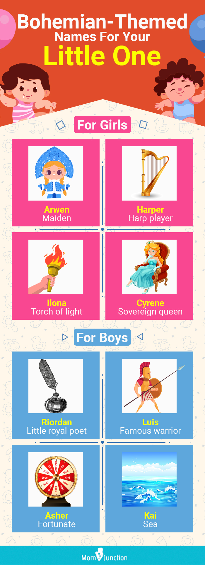 bohemian themed names for your little one (infographic)