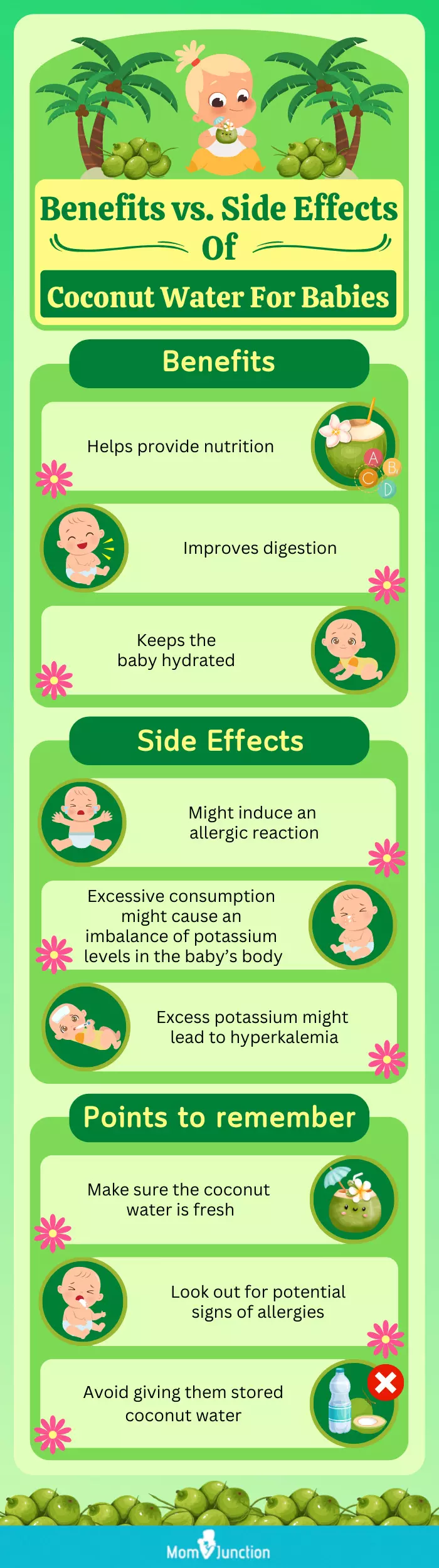 benefits vs side effects of cocnut water for babies (infographic)