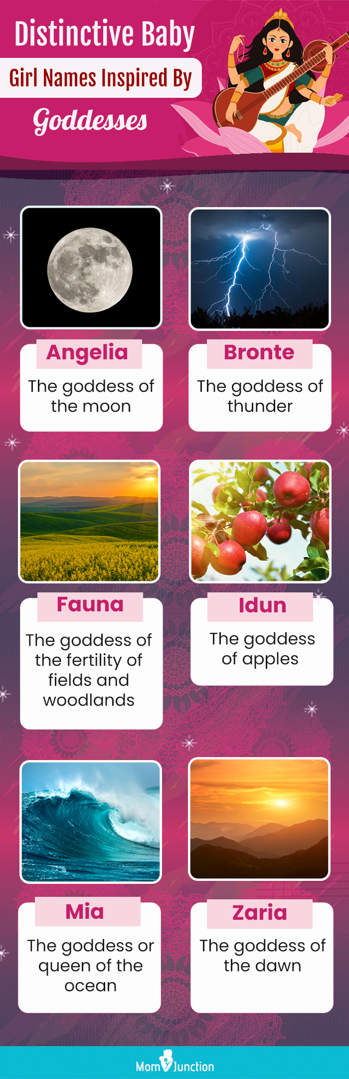 distinctive baby girl names inspired by goddesses (infographic)