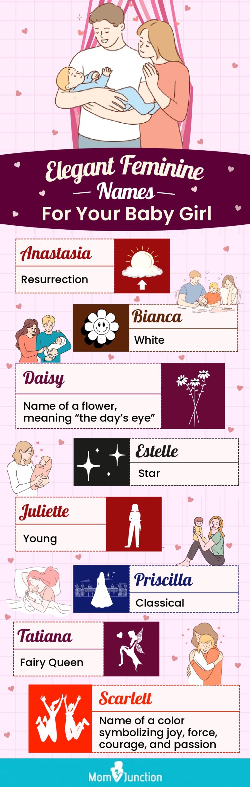 elegant feminine names for your baby girl (infographic)