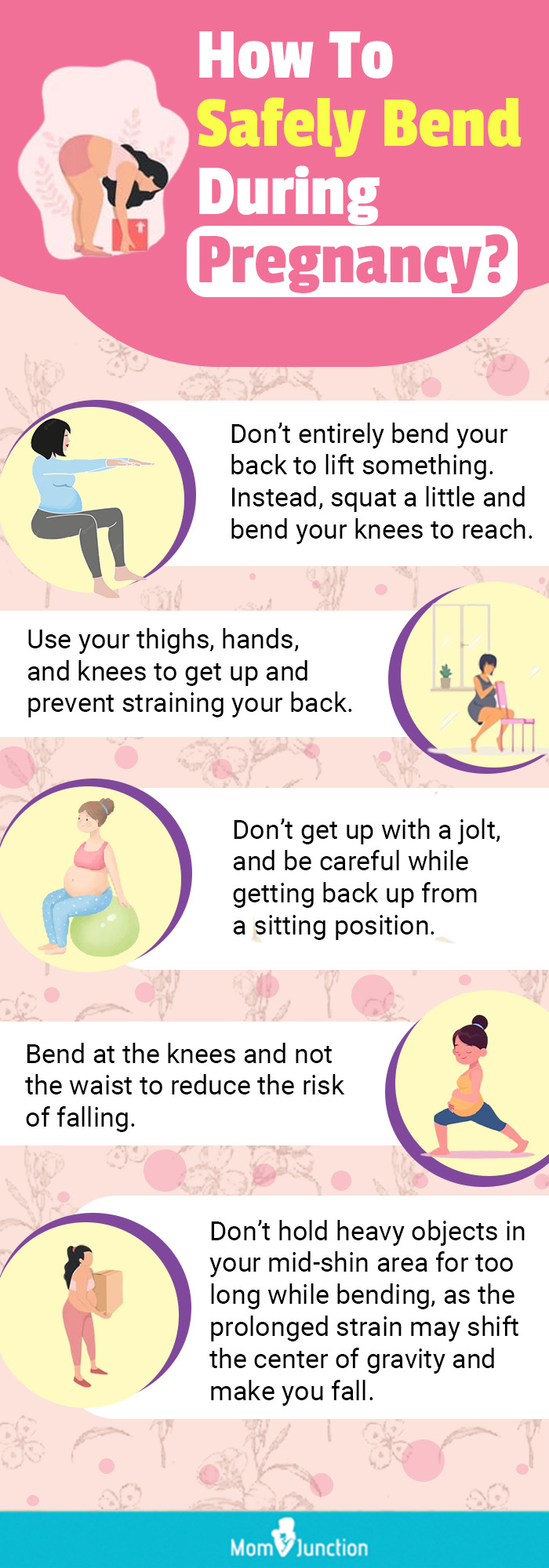 how to safely bend during pregnancy (infographic)