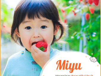 Miyu, means beautiful fruit, good result, truth, evening, tie, or bind.