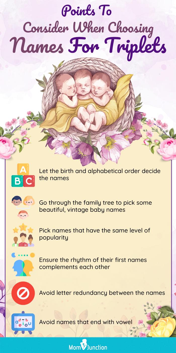 points to consider when choosing names for triplets (infographic)