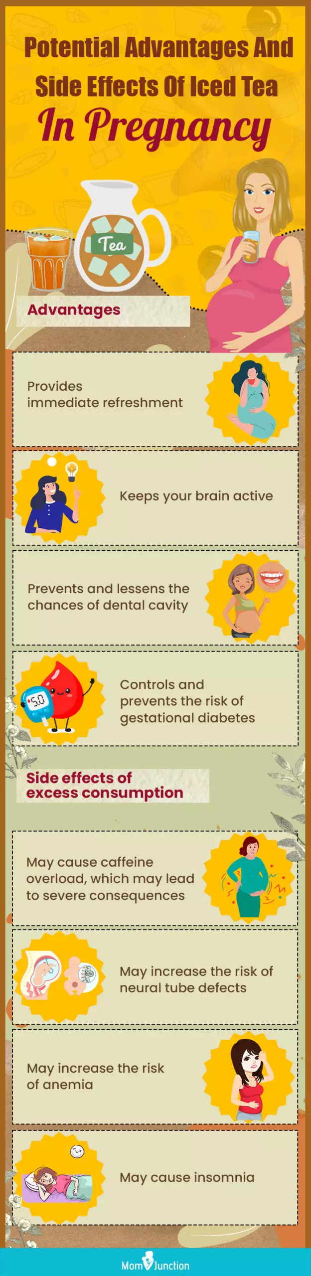 potential advantages and side effects of iced tea in pregnancy (infographic)