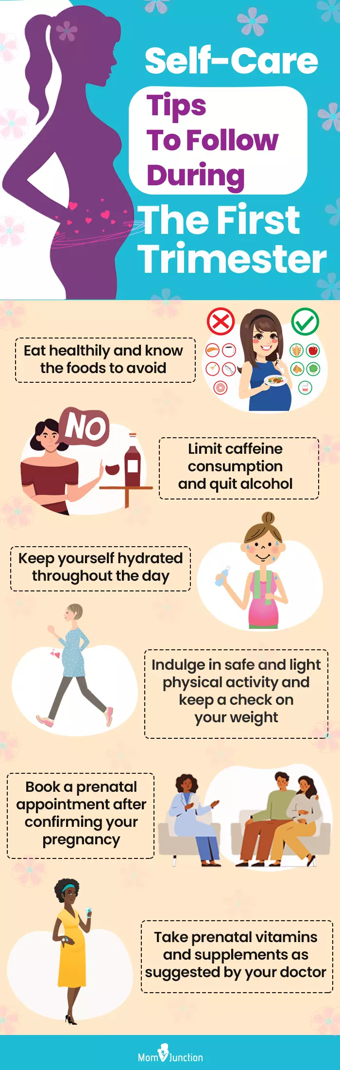 self care tips to follow during the first trimester (infographic)