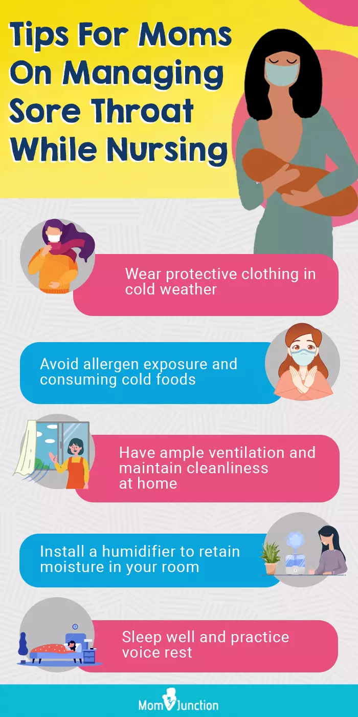 tips for moms on managing sore throat while nursing (infographic)