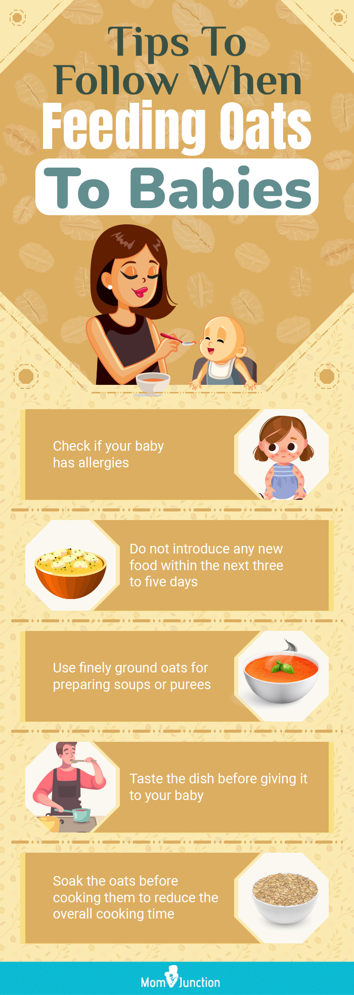 tips to follow when feeding oats to babies (infographic)