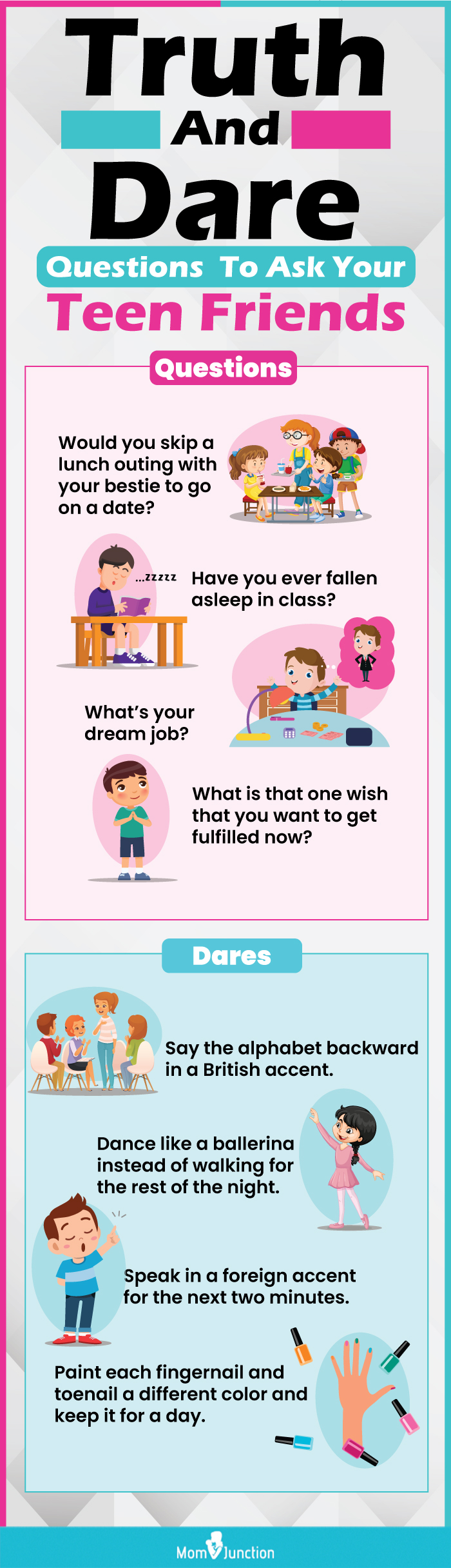 truth and dare questions to ask your teen friends (infographic)