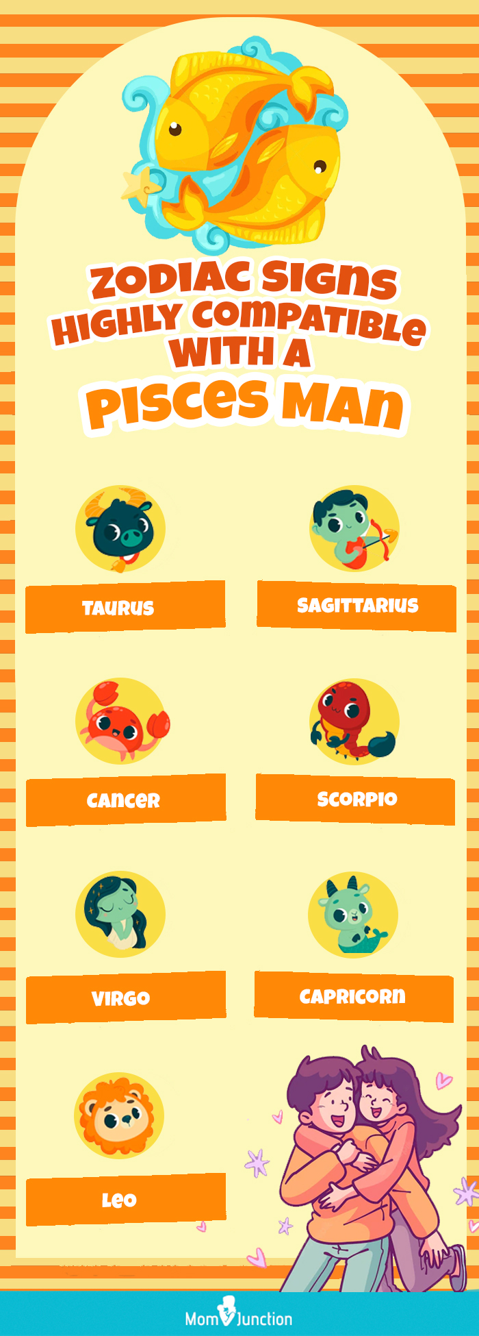 zodiac signs highly compatible with a pisces man (infographic)