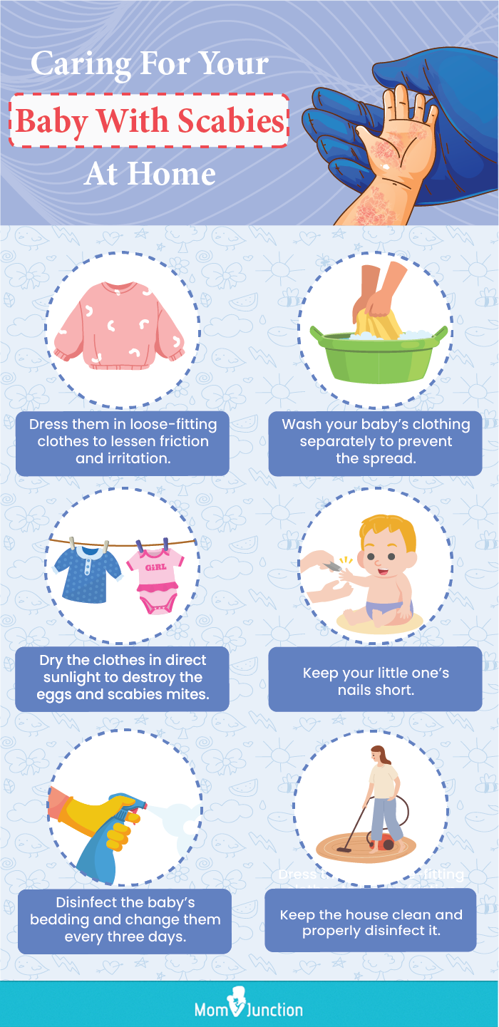 home care tips for scabies in babies (infographic)
