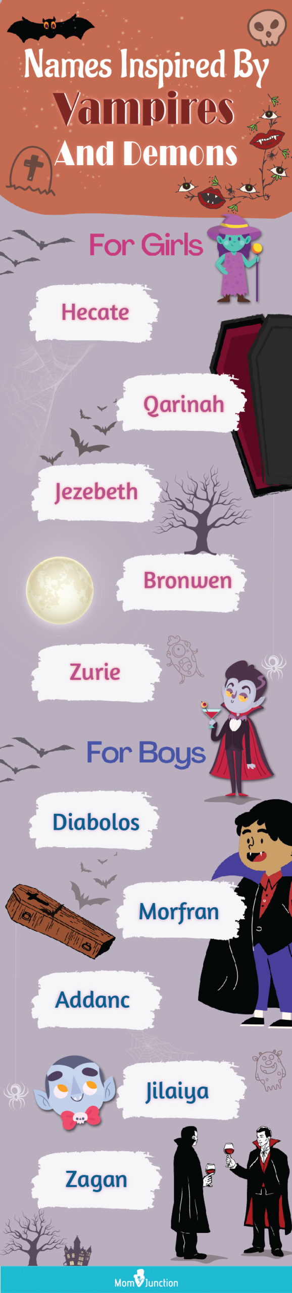 names inspired by vampires and demon (infographic)