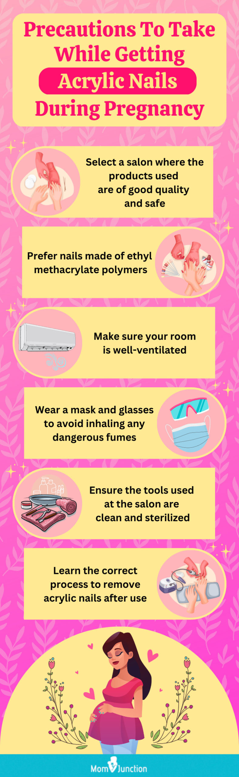 measures for using acrylic nails in pregnancy (infographic)