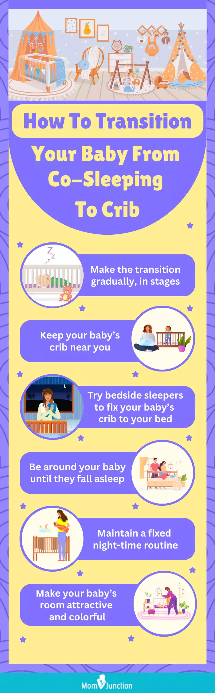 tips on transitioning babies from co-sleeping to crib (infographic)