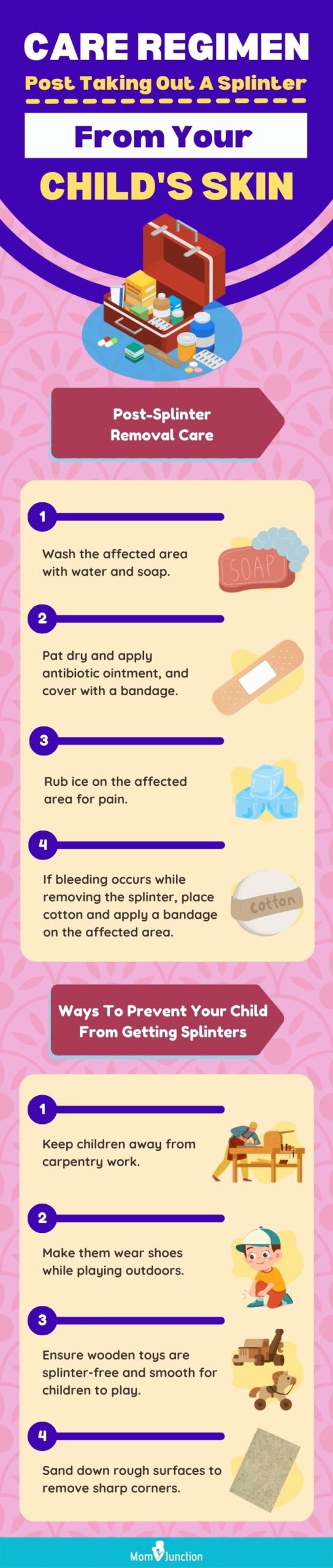 care regimen post taking out a splinter from your childs skin (infographic)