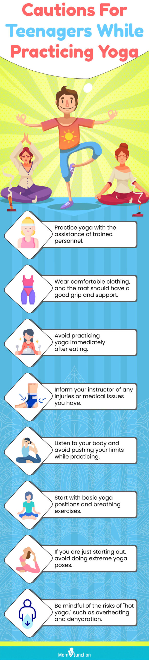 cautions for teenagers while practicing yoga (infographic)