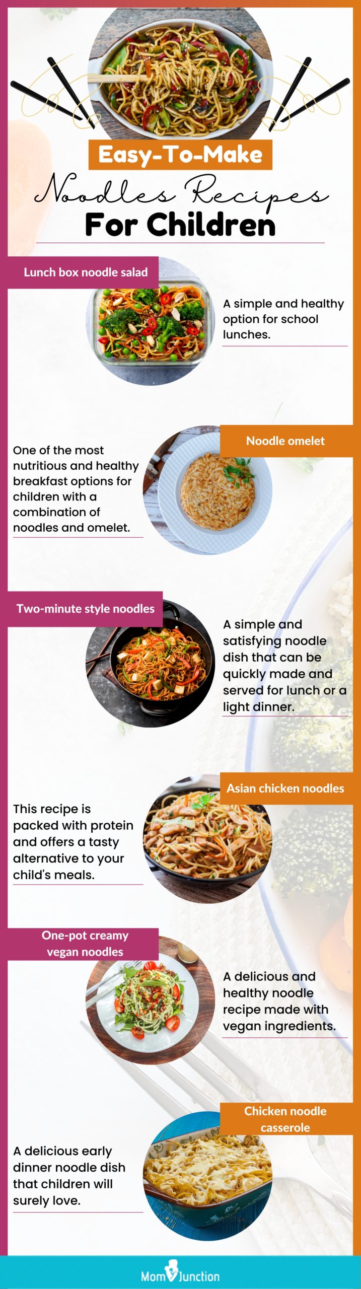 easy to make noodles recipes for children (infographic)