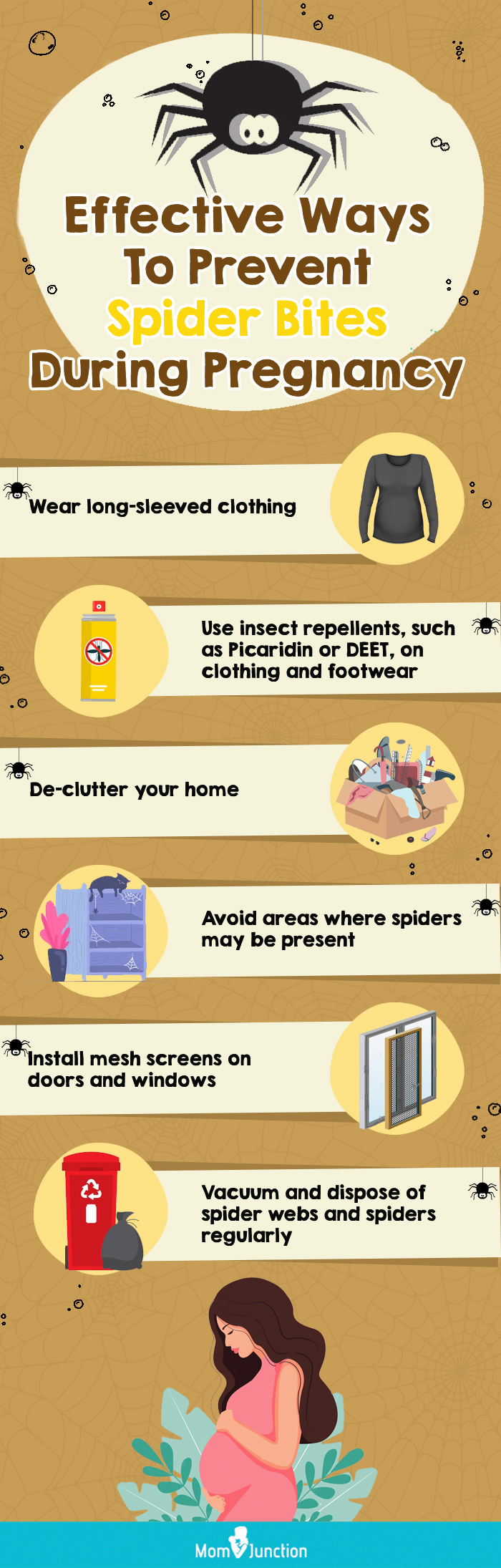 effective ways to prevent spider bites during pregnancy (infographic)