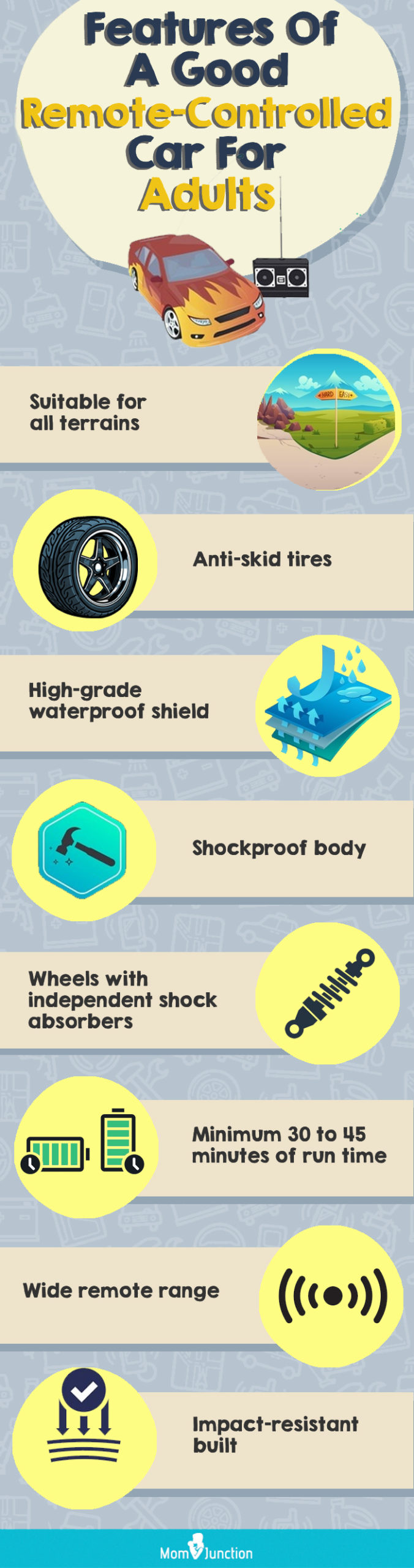 Features Of A Good Remote Controlled Car For Adults (infographic)