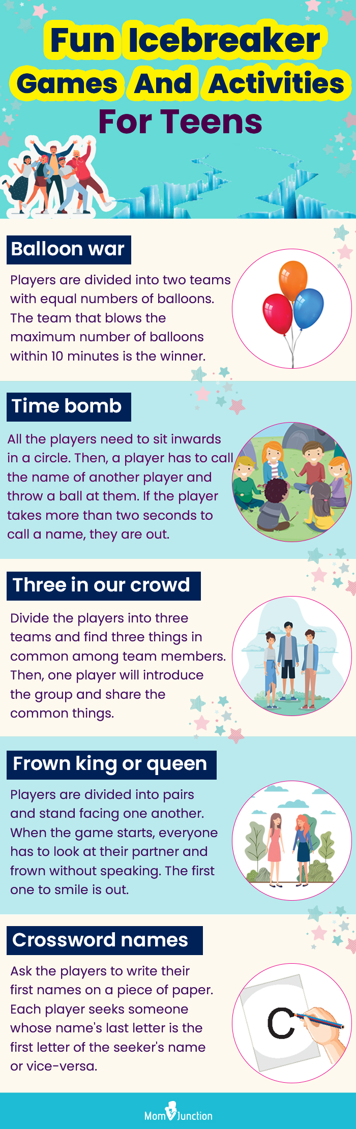fun icebreaker games and activites for teens (infographic)