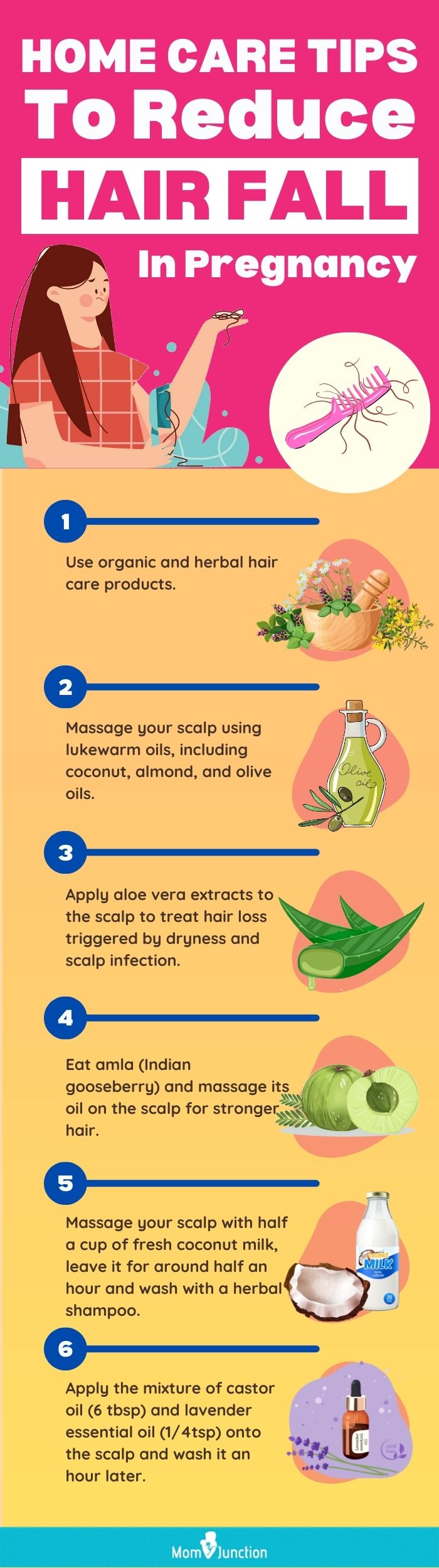 home care tips to reduce hair fall in pregnancy (infographic)