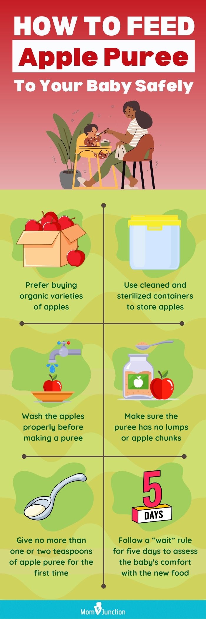 how to feed apple puree to your baby safely (infographic)