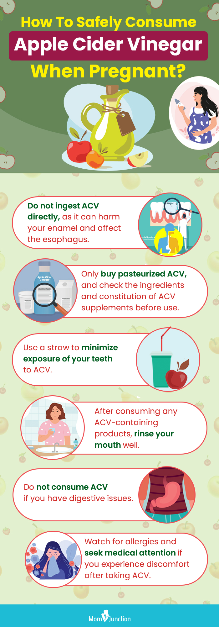 how to safely consume apple cider vinegar when pregnant (infographic)