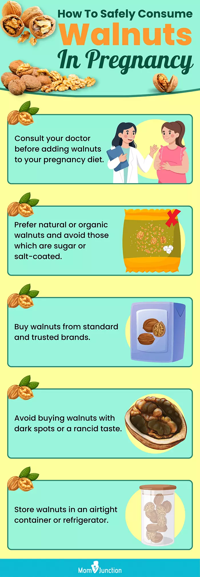 how to safely consume walnuts in pregnancy (infographic)