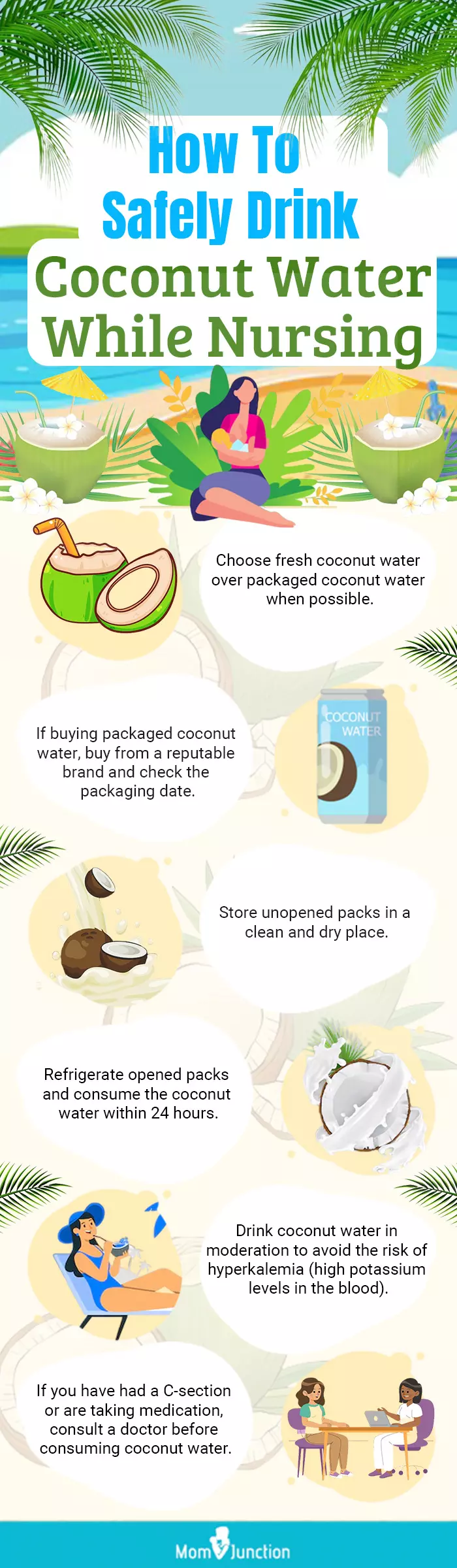 how to safely drink coconut water while nursing (infographic)