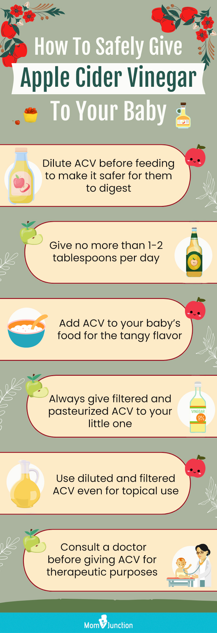 how to safely give apple cider vinegar to your baby (infographic)