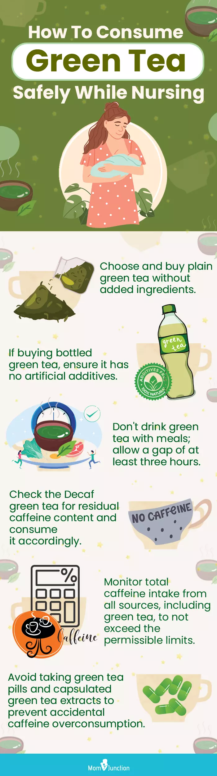 how to consume green tea safely while nursing (infographic)