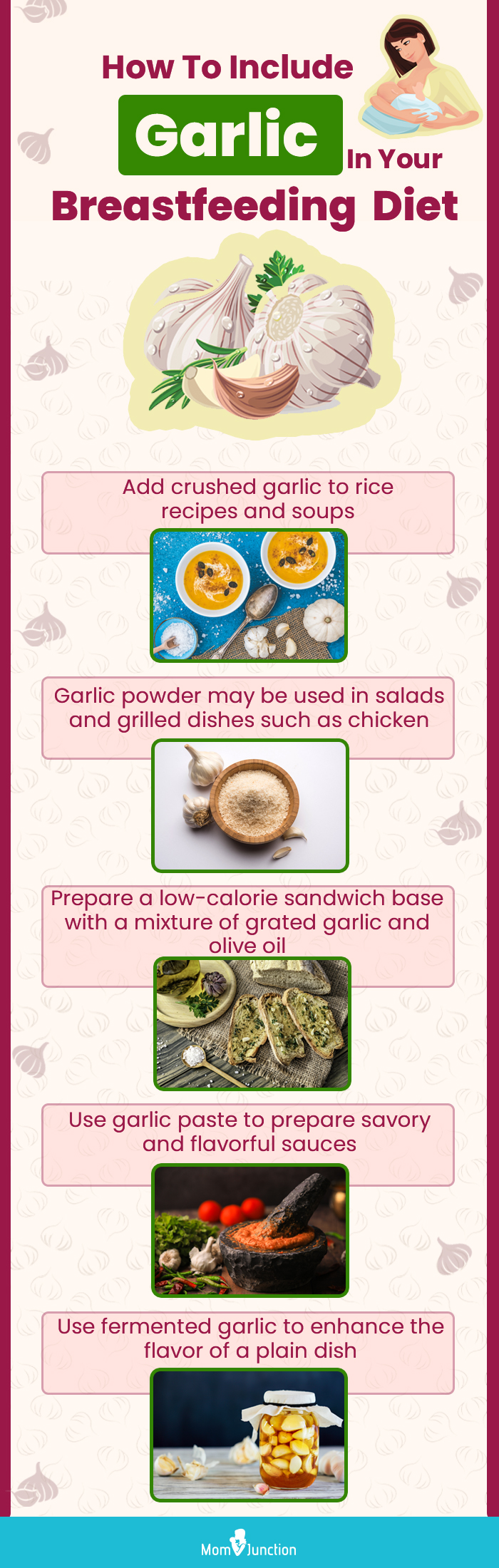how to include garlic in your breastfeeding diet (infographic)
