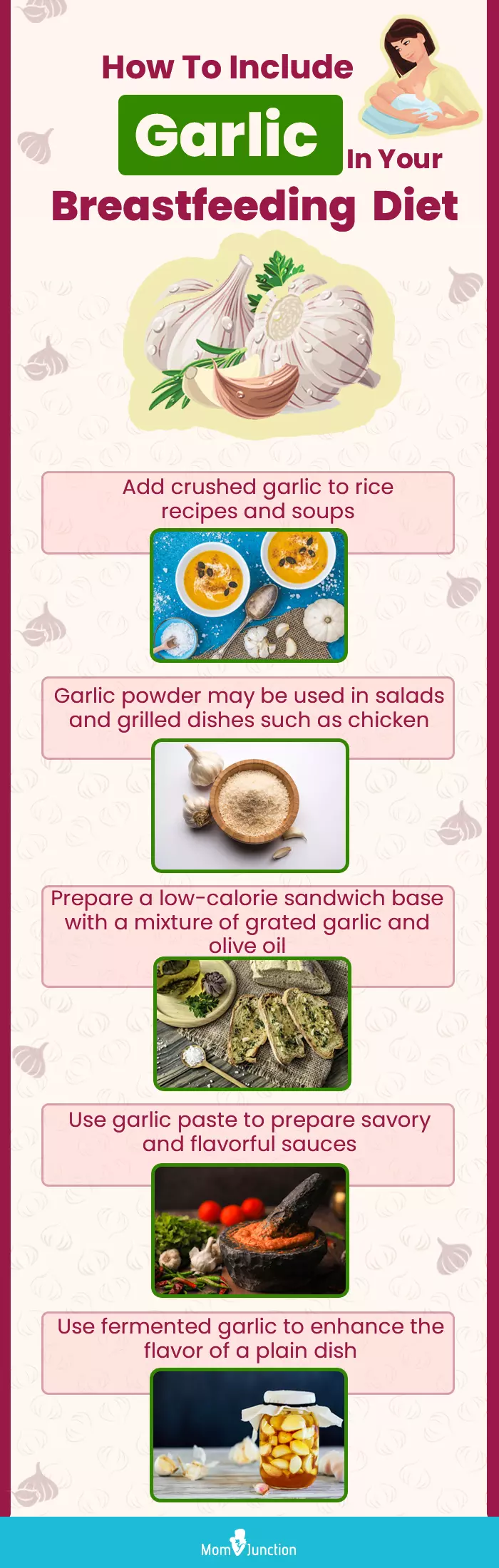 how to include garlic in your breastfeeding diet (infographic)