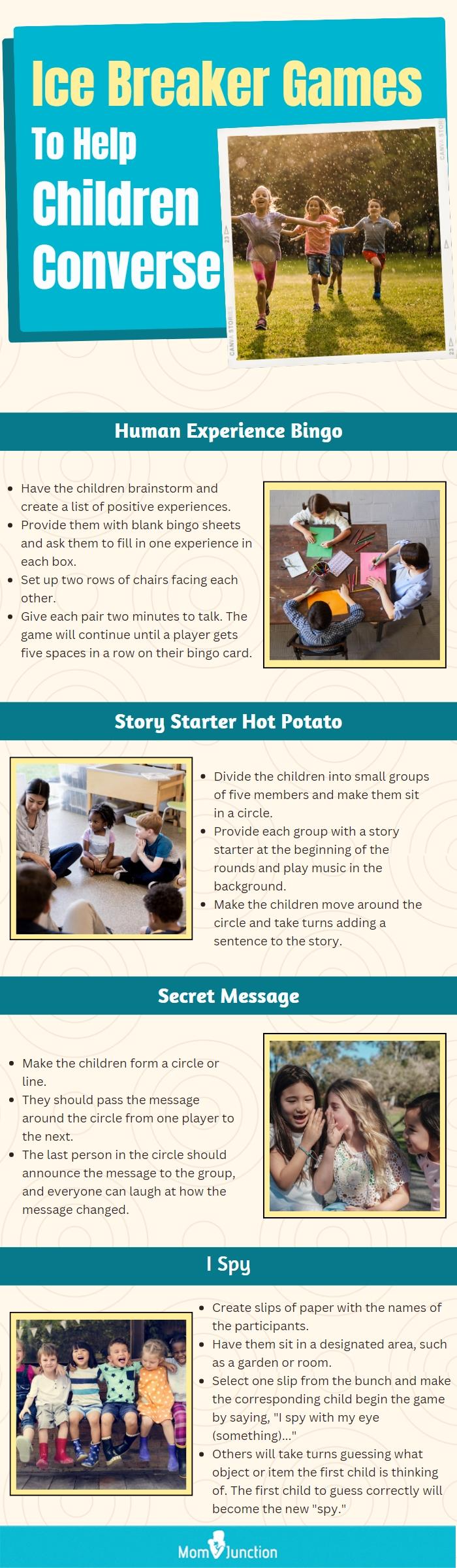 ice breaker games to help children converse (infographic)