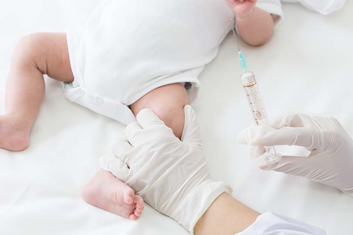 Newborn receives a one-time shot of vitamin K