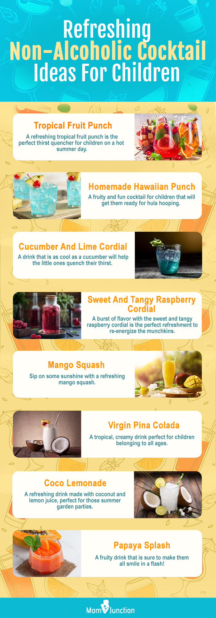 refreshing non alcoholic cocktail ideas for children (infographic)