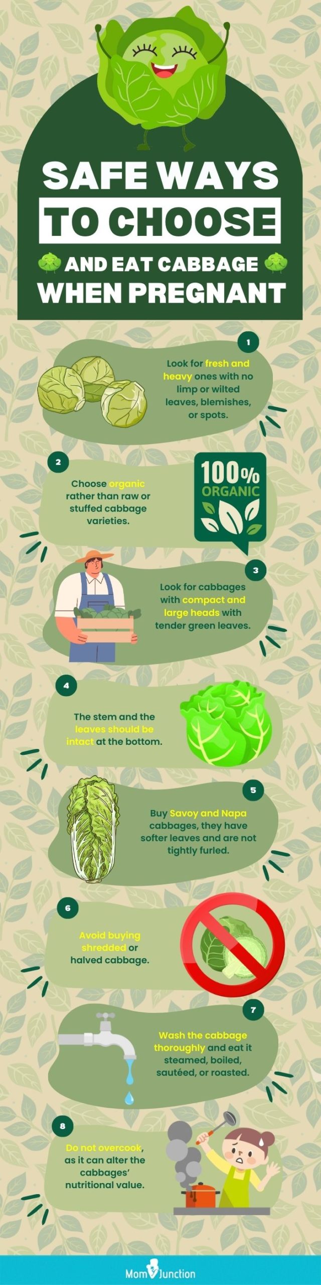 safe ways to choose and eat cabbage when pregnant (infographic)