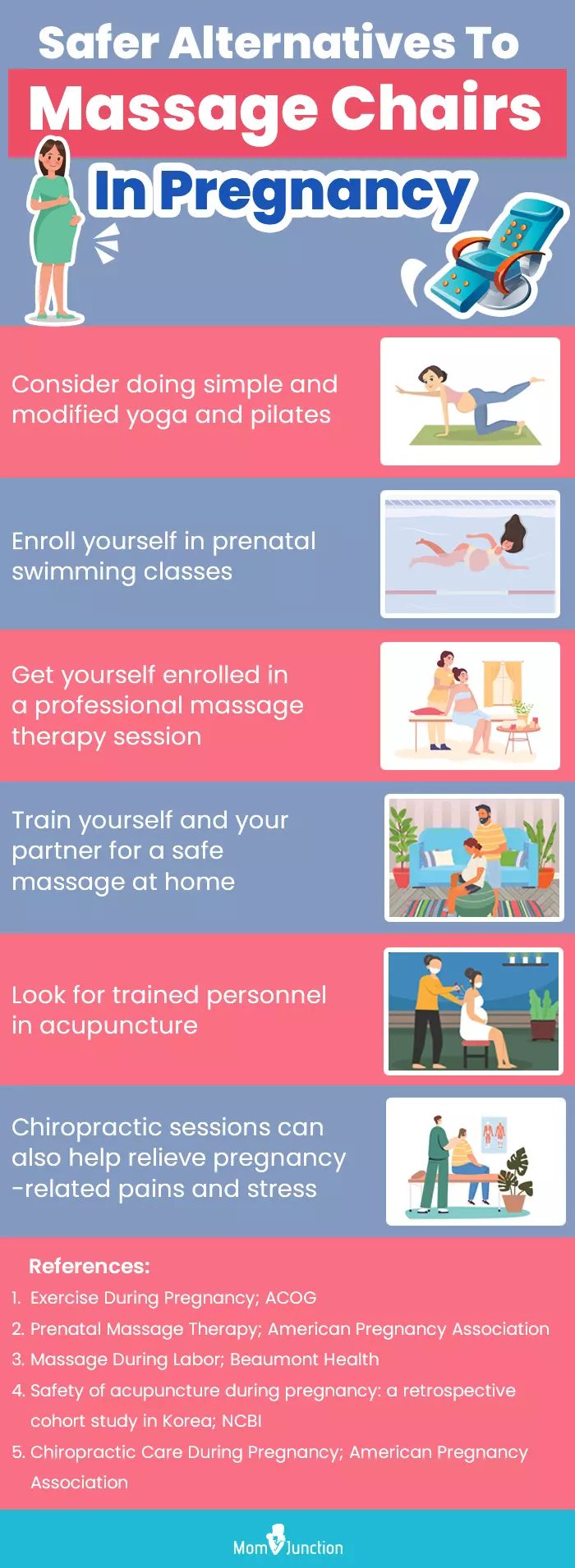 safer alternatives to massage chairs in pregnancy (infographic)