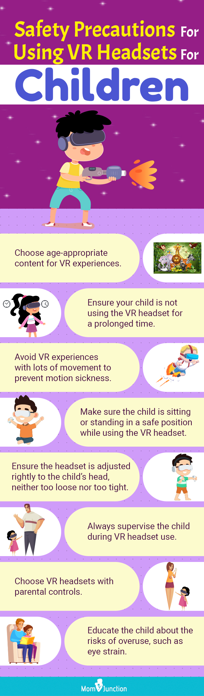 Safety Precautions For Using VR Headsets For Children (infographic)