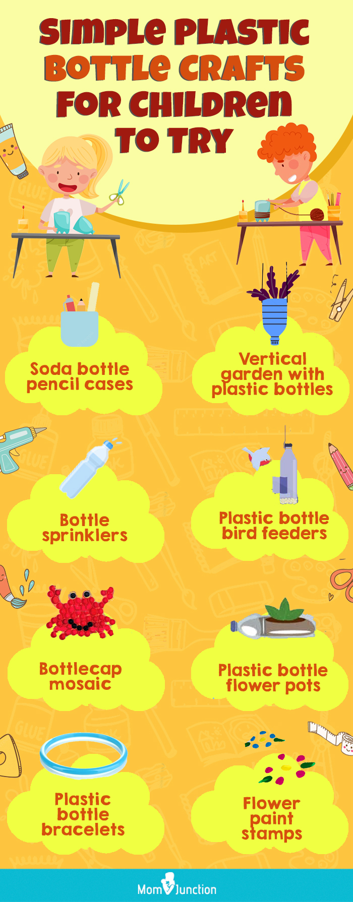 simple plastic bottle crafts for children to try (infographic)
