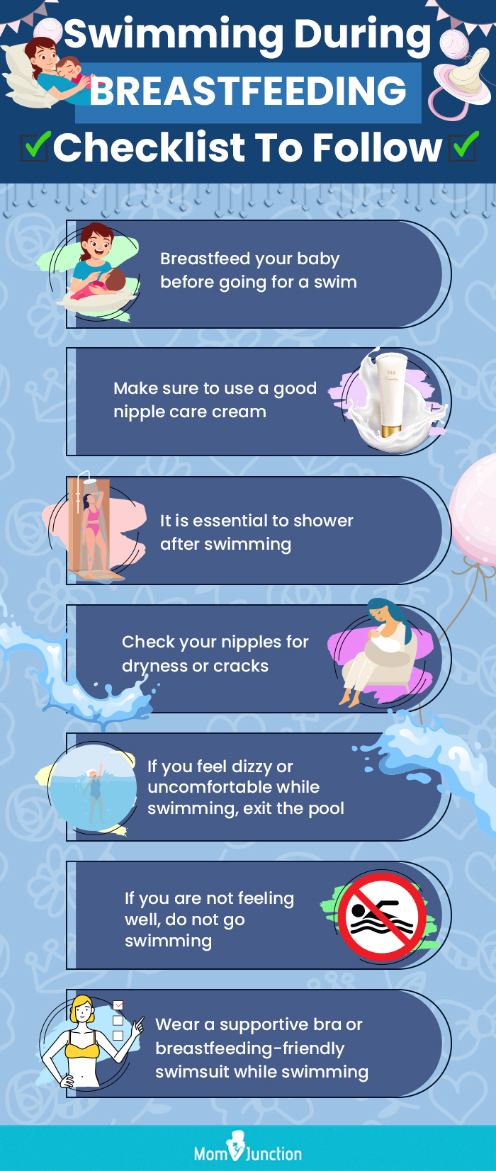 swimming during breastfeeding checklist to follow [infographic]