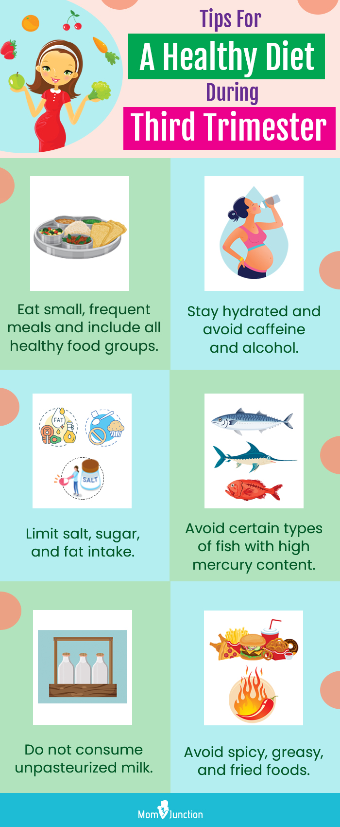 tips for a healthy diet during third trimester (infographic) 