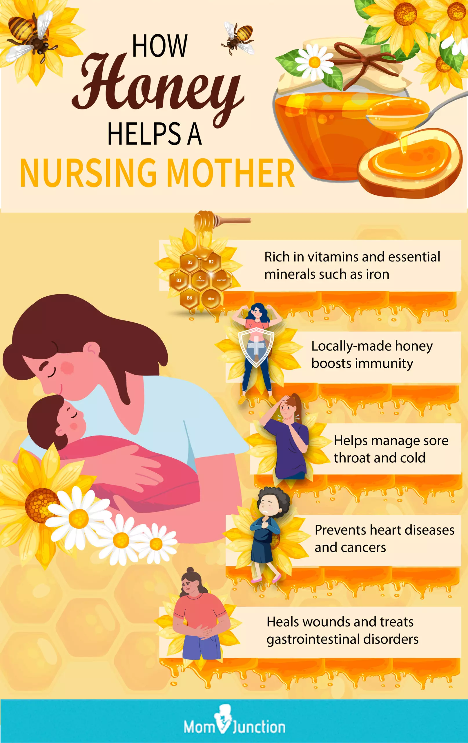 how honey helps a nursing mother (infographic)